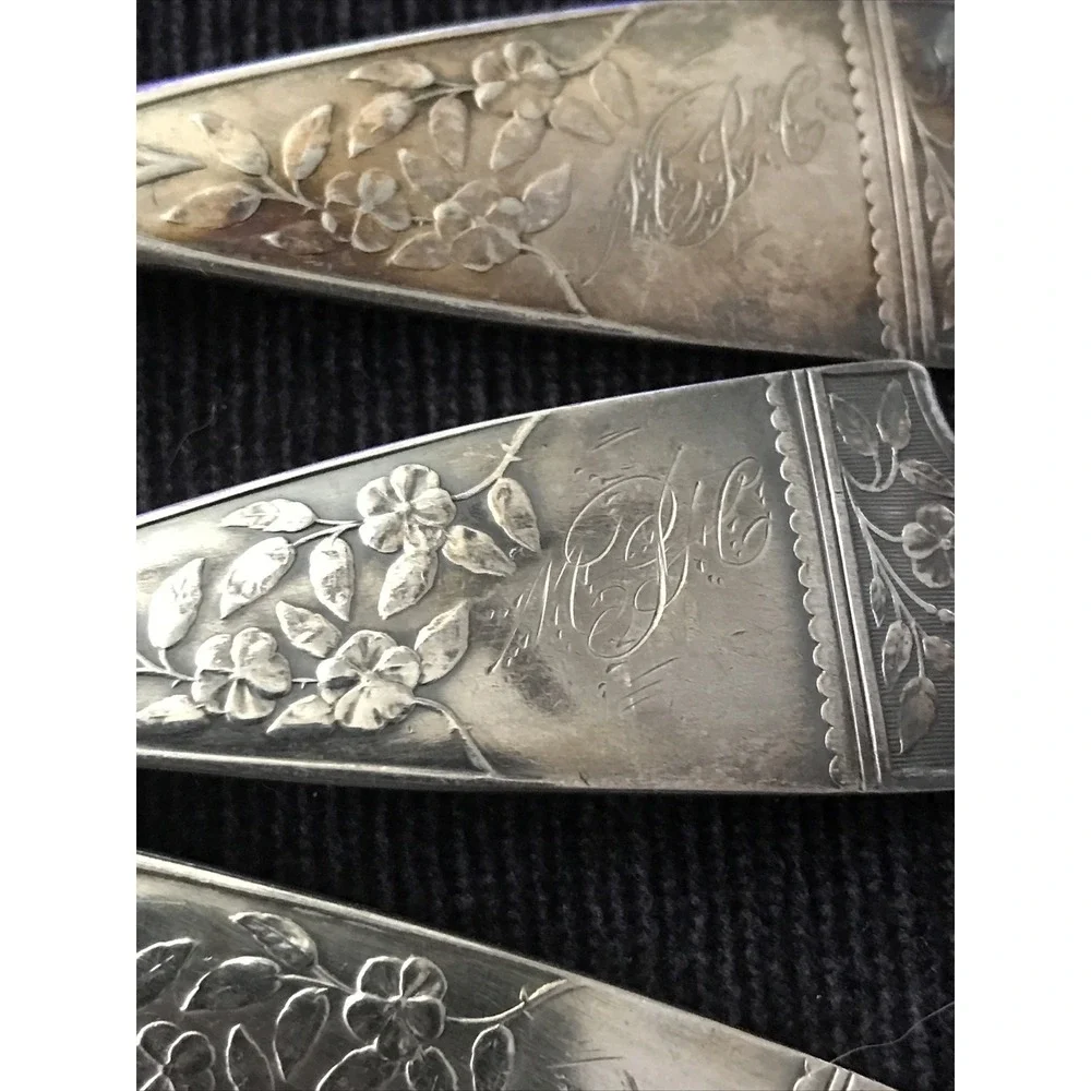 Reed & Barton Parisian‎ Flatware Silver Plate Pat 1887 Engraved Fork Set 3
